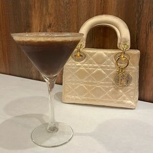 Gold satin lady dior with crystals